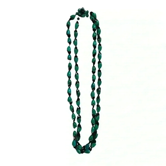 VTG ART DECO 40s-50s Necklace Turquoise And Indigo Colored BEADS Western Germany - Picture 1 of 5